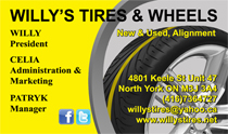 Willy's Tires & Wheels Business Cards